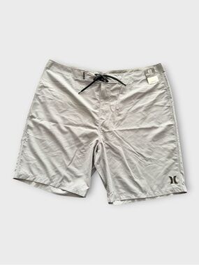 Hurley Light Gray Swim Board Shorts with Black Drawstring